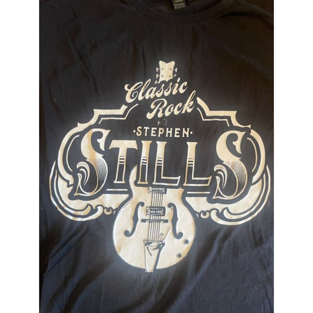 Stephen Stills Rock T Shirt Mens 3XL Black Concert Band Tee Guitar Graphic